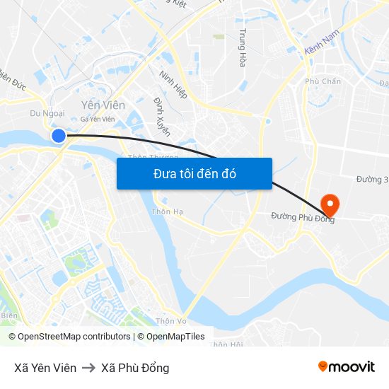 Xã Yên Viên to Xã Phù Đổng map