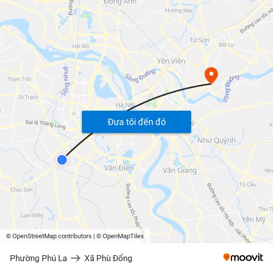 Phường Phú La to Xã Phù Đổng map