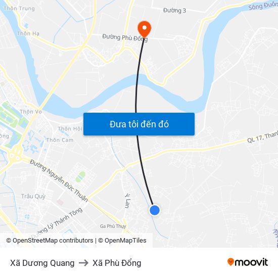 Xã Dương Quang to Xã Phù Đổng map