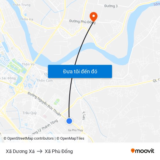 Xã Dương Xá to Xã Phù Đổng map