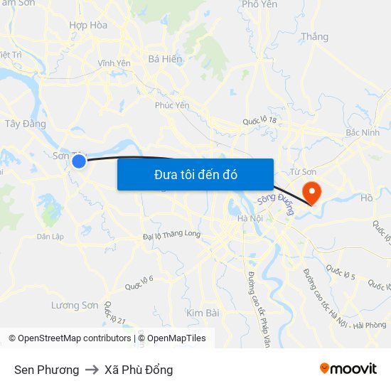 Sen Phương to Xã Phù Đổng map