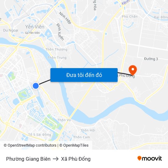 Phường Giang Biên to Xã Phù Đổng map