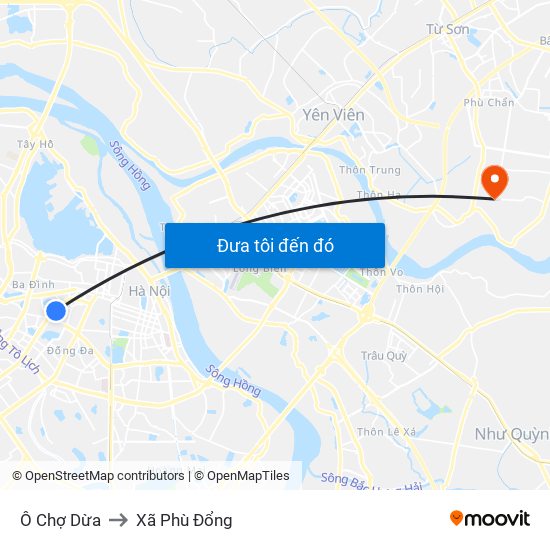 Ô Chợ Dừa to Xã Phù Đổng map