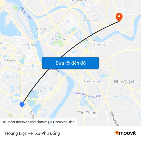 Hoàng Liệt to Xã Phù Đổng map