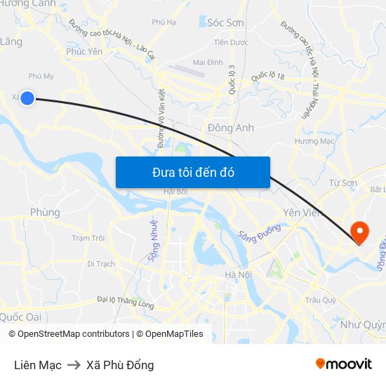 Liên Mạc to Xã Phù Đổng map