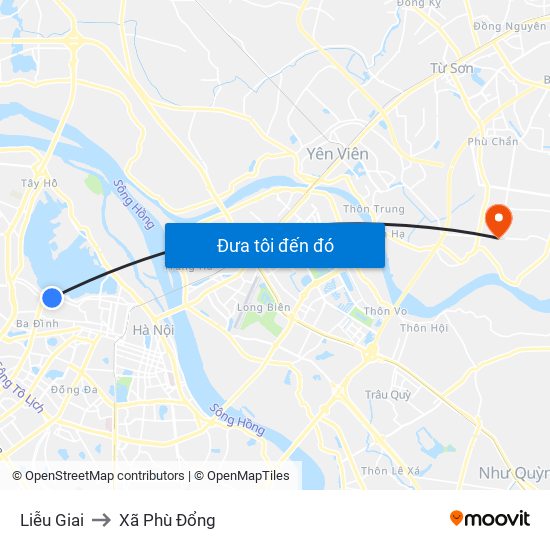 Liễu Giai to Xã Phù Đổng map