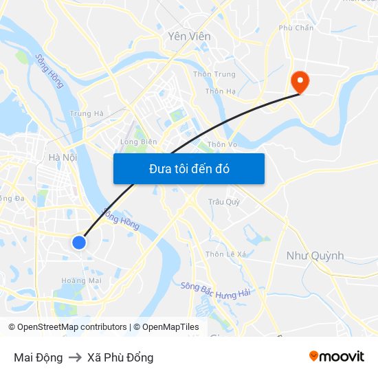 Mai Động to Xã Phù Đổng map