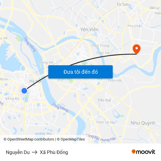 Nguyễn Du to Xã Phù Đổng map