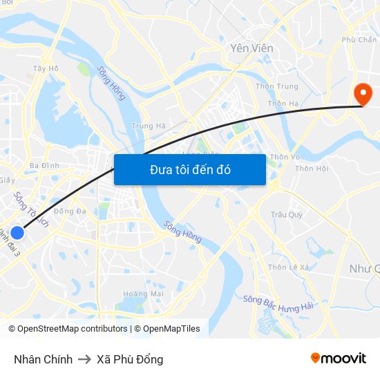 Nhân Chính to Xã Phù Đổng map