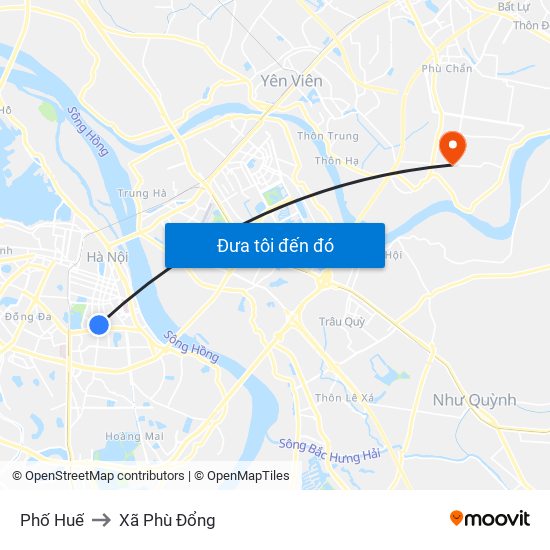 Phố Huế to Xã Phù Đổng map