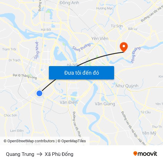 Quang Trung to Xã Phù Đổng map