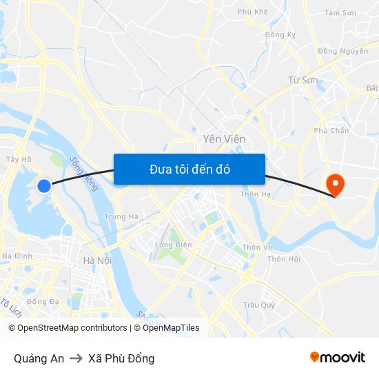 Quảng An to Xã Phù Đổng map