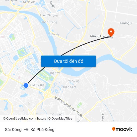 Sài Đồng to Xã Phù Đổng map