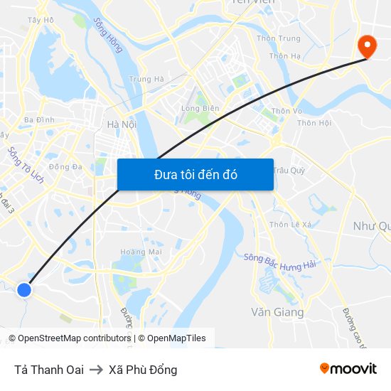 Tả Thanh Oai to Xã Phù Đổng map