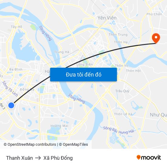 Thanh Xuân to Xã Phù Đổng map