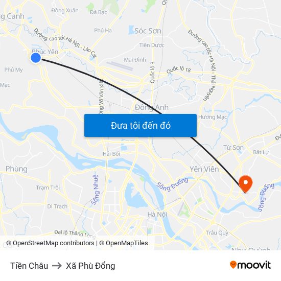 Tiền Châu to Xã Phù Đổng map