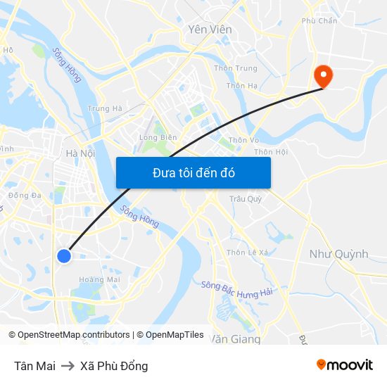 Tân Mai to Xã Phù Đổng map