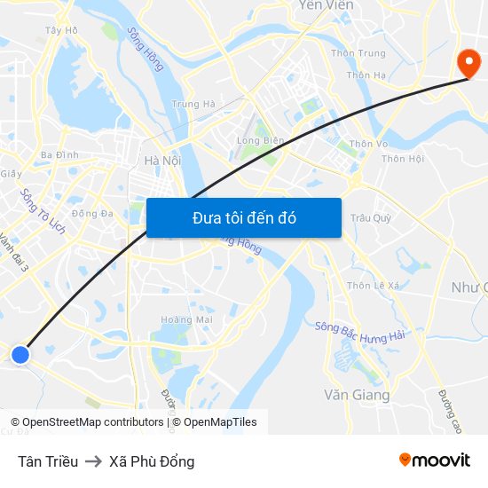 Tân Triều to Xã Phù Đổng map