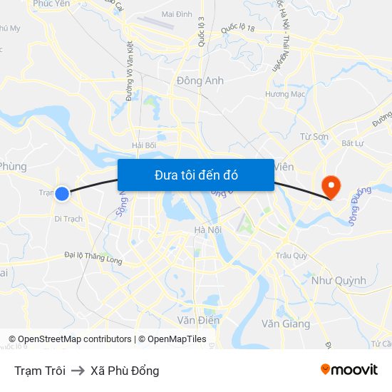 Trạm Trôi to Xã Phù Đổng map