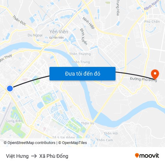 Việt Hưng to Xã Phù Đổng map