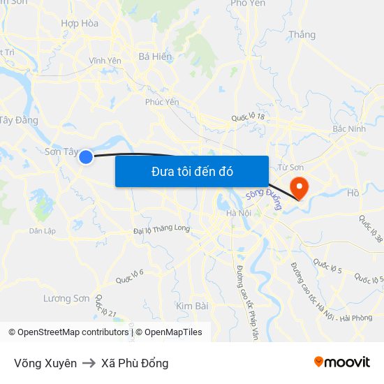 Võng Xuyên to Xã Phù Đổng map