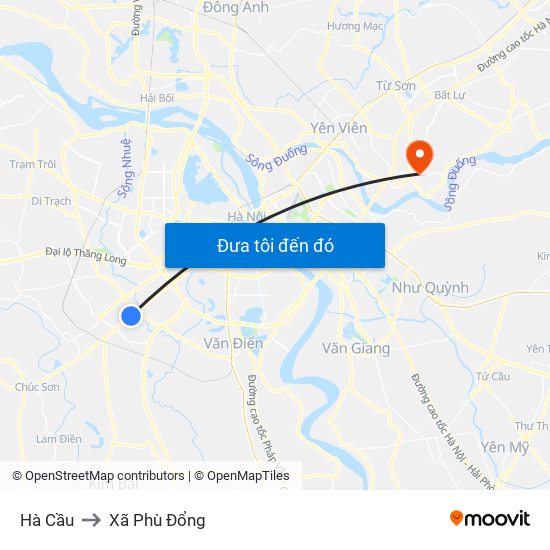 Hà Cầu to Xã Phù Đổng map