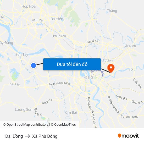 Đại Đồng to Xã Phù Đổng map