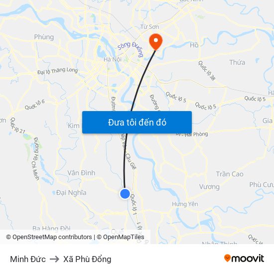 Minh Đức to Xã Phù Đổng map