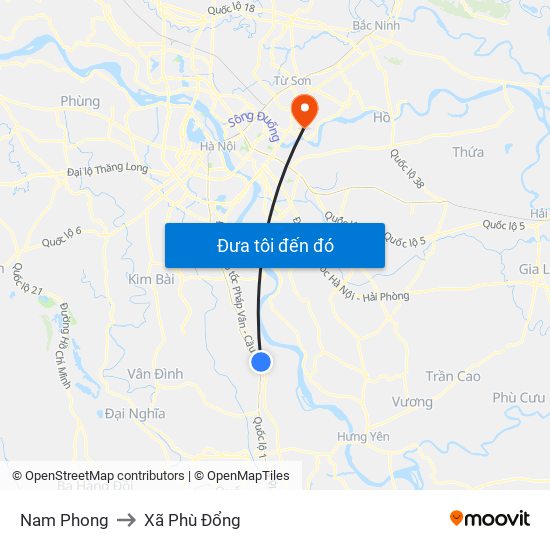 Nam Phong to Xã Phù Đổng map
