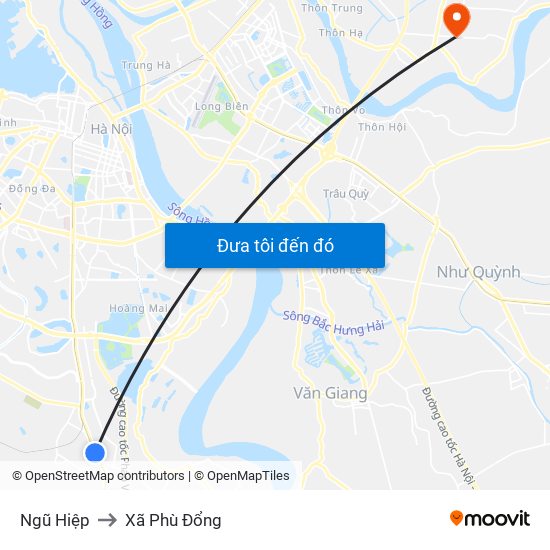 Ngũ Hiệp to Xã Phù Đổng map