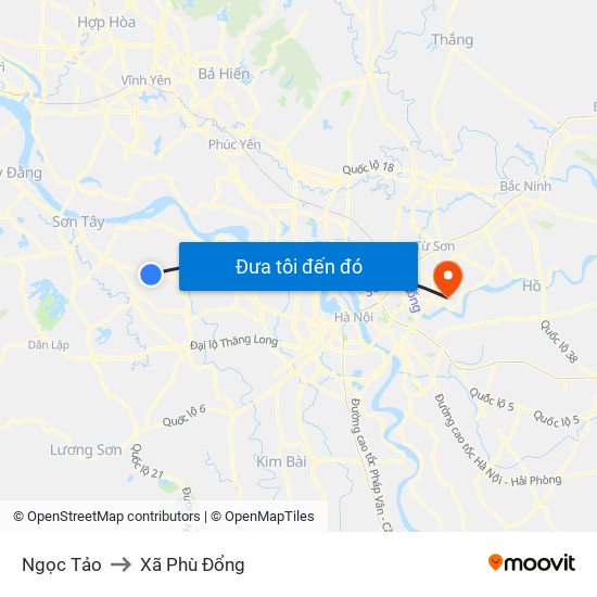 Ngọc Tảo to Xã Phù Đổng map