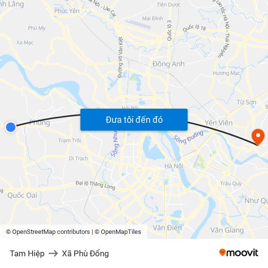 Tam Hiệp to Xã Phù Đổng map