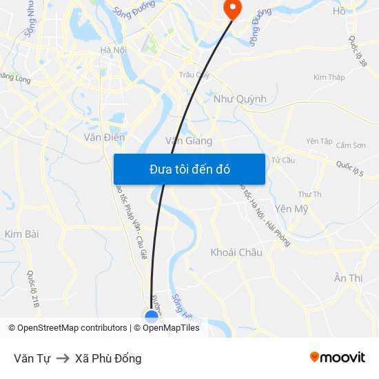 Văn Tự to Xã Phù Đổng map