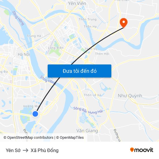 Yên Sở to Xã Phù Đổng map