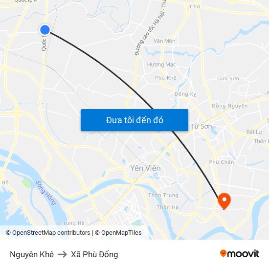 Nguyên Khê to Xã Phù Đổng map