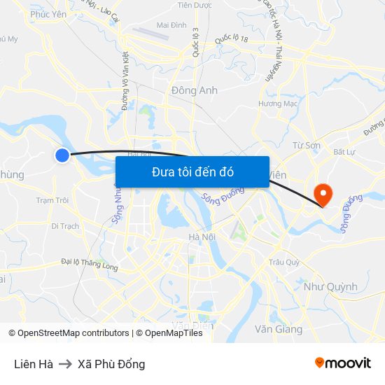 Liên Hà to Xã Phù Đổng map