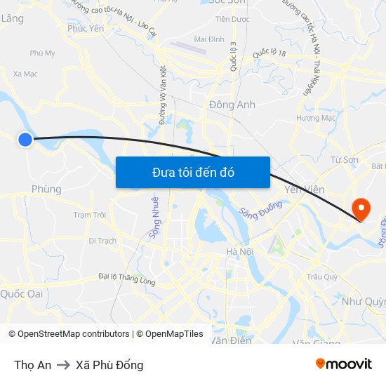 Thọ An to Xã Phù Đổng map