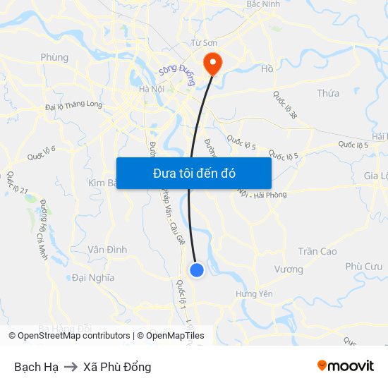 Bạch Hạ to Xã Phù Đổng map