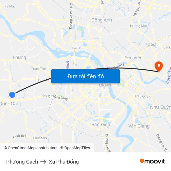 Phượng Cách to Xã Phù Đổng map