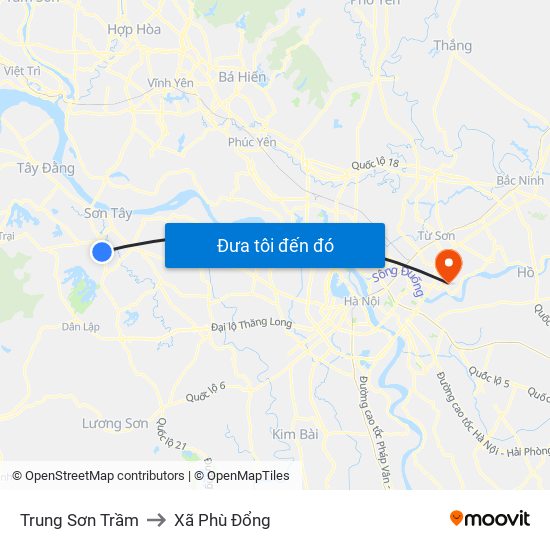 Trung Sơn Trầm to Xã Phù Đổng map