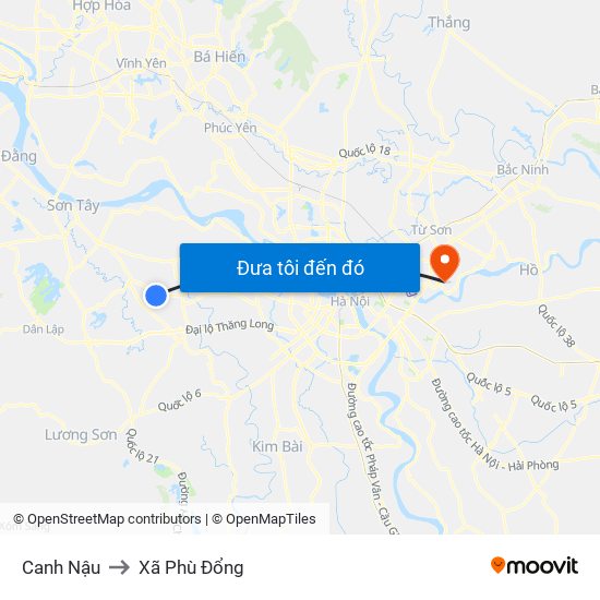 Canh Nậu to Xã Phù Đổng map