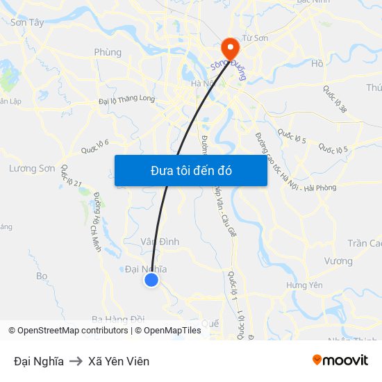 Đại Nghĩa to Xã Yên Viên map