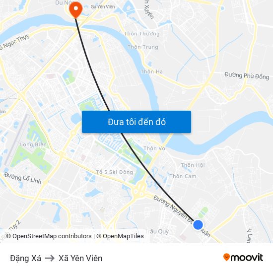 Đặng Xá to Xã Yên Viên map