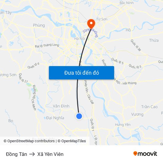 Đồng Tân to Xã Yên Viên map