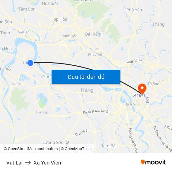 Vật Lại to Xã Yên Viên map