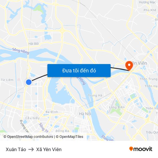 Xuân Tảo to Xã Yên Viên map