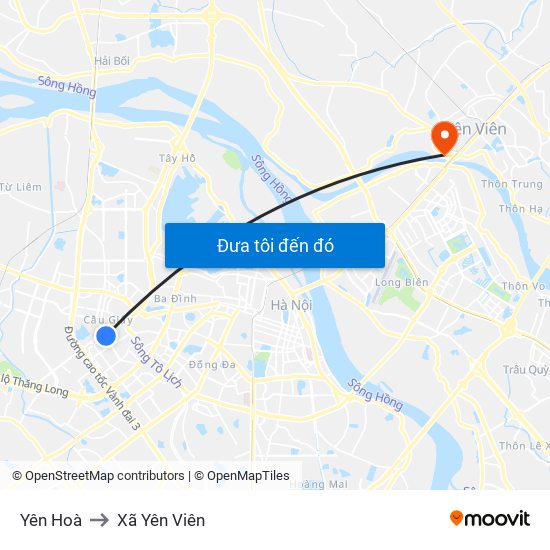 Yên Hoà to Xã Yên Viên map