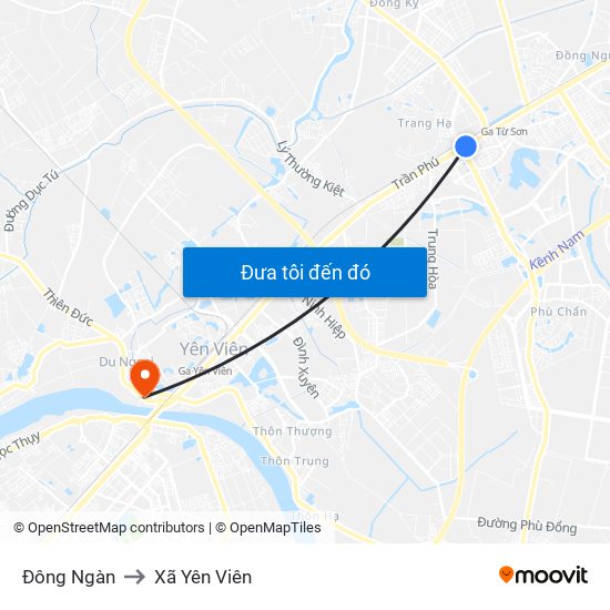 Đông Ngàn to Xã Yên Viên map