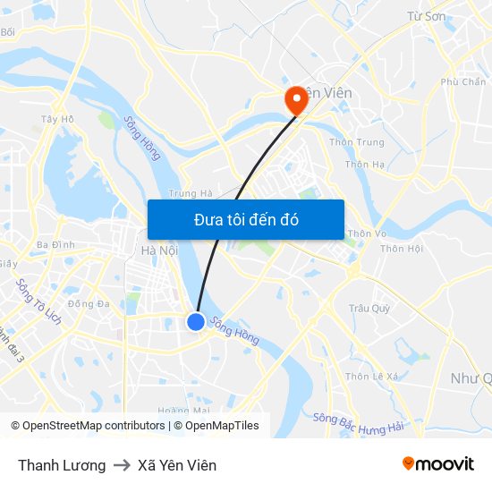 Thanh Lương to Xã Yên Viên map