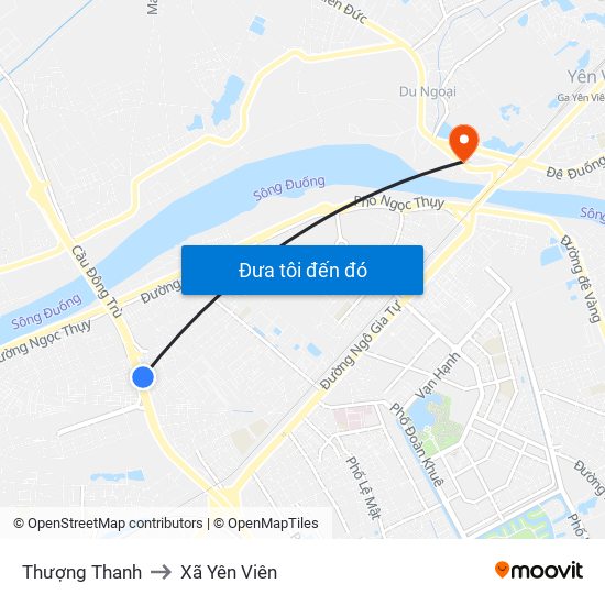 Thượng Thanh to Xã Yên Viên map